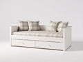 Divano letto in legno 200x95x82 cm - bianco - adatto per camera da letto stile moderno con cassetti