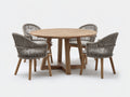Set da pranzo da esterno in legno e corda 120x120x75 cm - marrone-grigio - per esterni stile naturale