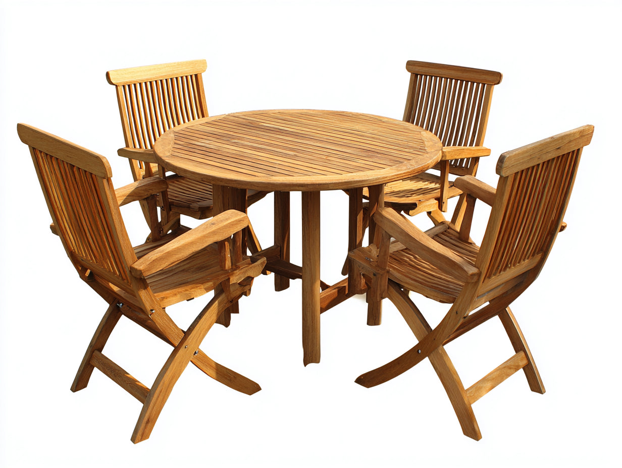 Set da pranzo da esterno in legno 120x120x75 cm - colore legno naturale - per esterni stile classico