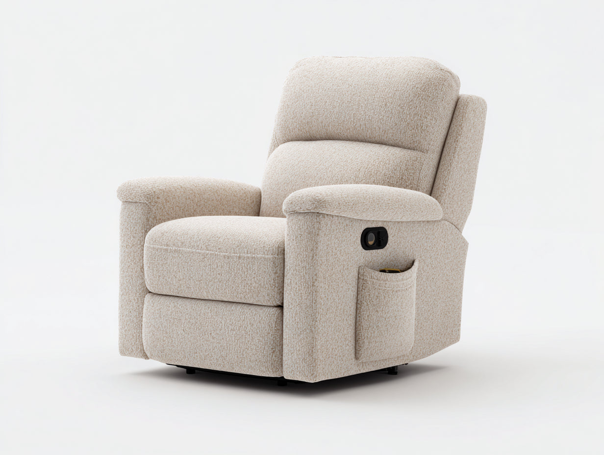Poltrona reclinabile in tessuto beige chiaro 89x86x103 cm per soggiorno - funzione relax manuale - design moderno