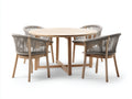 Set da pranzo da esterno in legno e corda 120x120x75 cm - marrone chiaro-grigio-beige - per esterni stile naturale