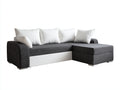 Divano angolare in tessuto imbottito 268x162x78 cm - grigio scuro-bianco - per soggiorno stile moderno con chaise longue