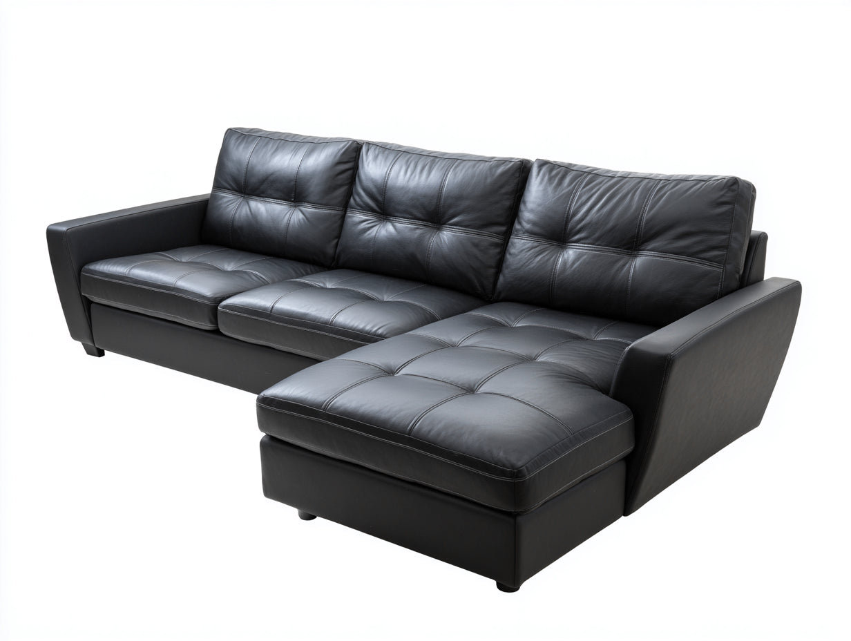 Divano angolare in ecopelle 275x165x82 cm - nero - per soggiorno stile moderno con chaise longue