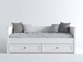 Divano letto in legno bianco 200x90x82 cm - per camera da letto - con 2 cassetti stile moderno