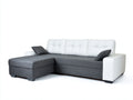 Divano angolare in tessuto imbottito 272x166x80 cm - grigio scuro-bianco - per soggiorno stile moderno con chaise longue