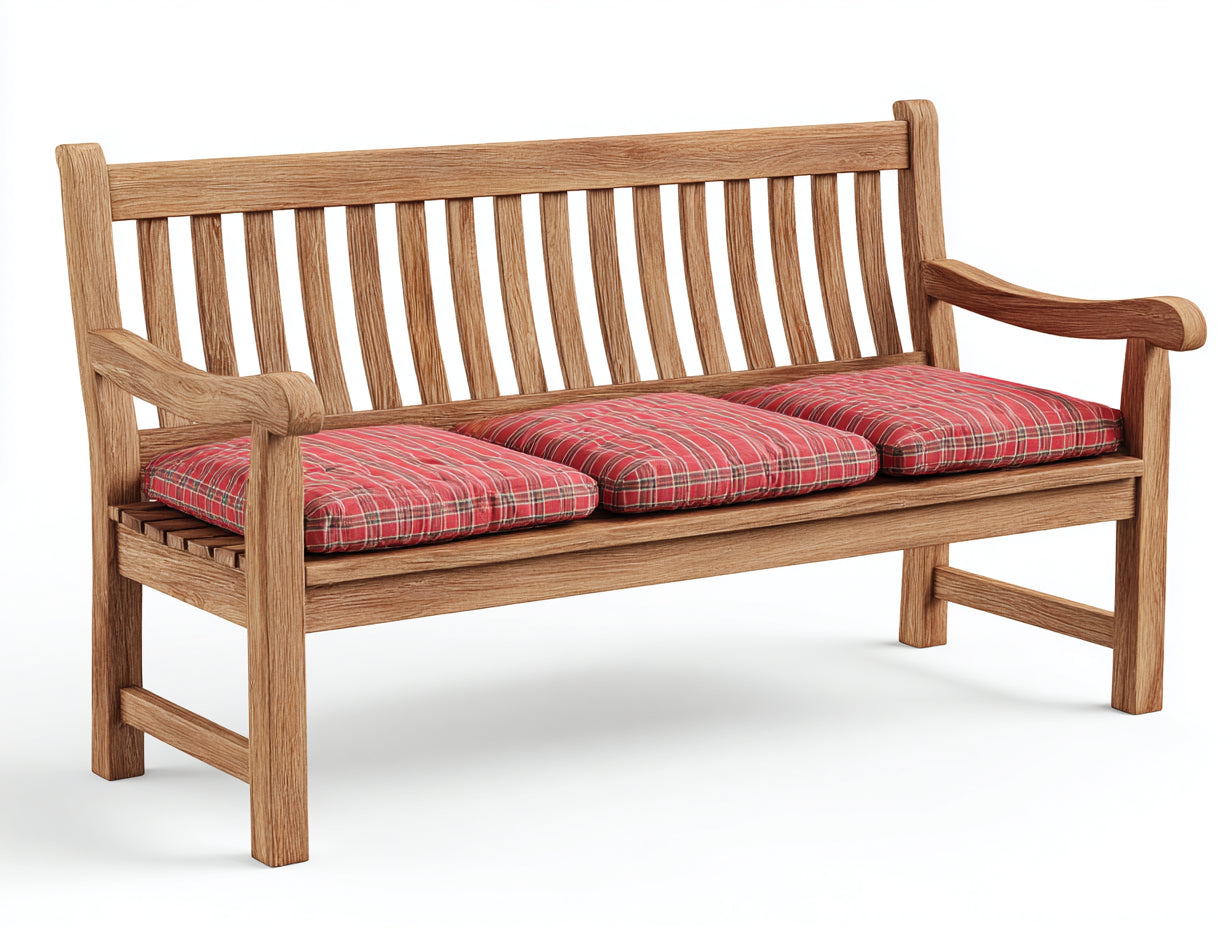 Panche da giardino in legno naturale con cuscini 180x60x88 cm - per esterni - stile classico