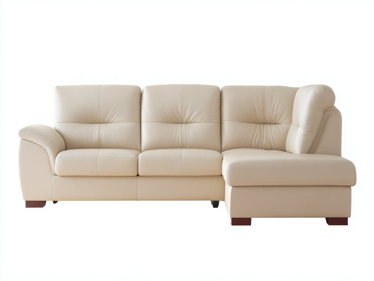 Divano angolare in similpelle 285x170x88 cm crema per soggiorno - design imbottito moderno