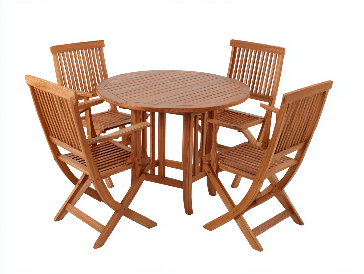 Set da pranzo da esterno in legno 115x115x74 cm - marrone miele - adatto per esterno stile rustico pieghevole