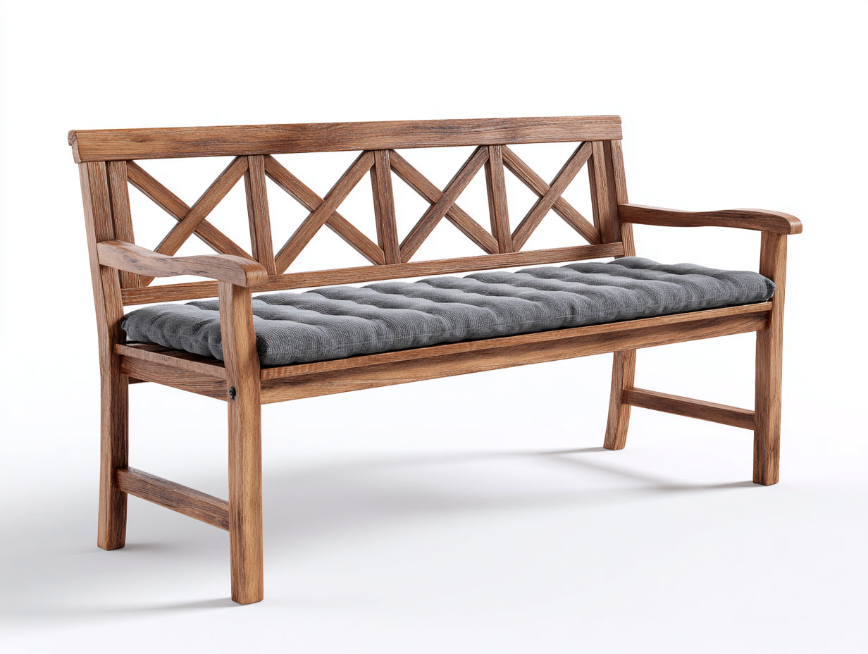 Panche da giardino in legno 168x57x90 cm - marrone-grigio - per esterno stile rustico con schienale incrociato