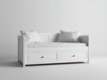 Divano letto in legno bianco 200x90x80 cm - per camera da letto - con 2 cassetti stile classico