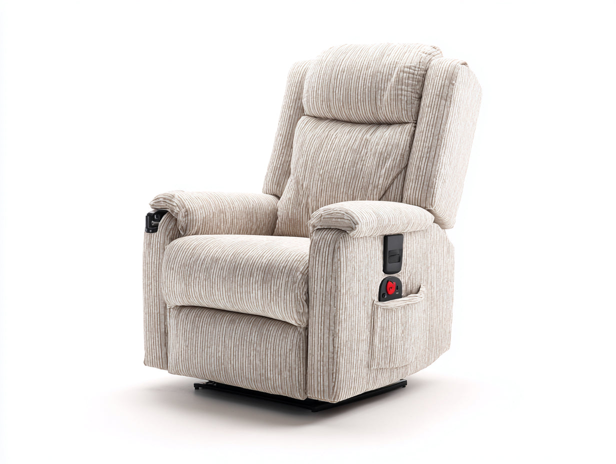Poltrona reclinabile in tessuto beige chiaro 90x87x108 cm per soggiorno - funzione relax elettrica - design moderno