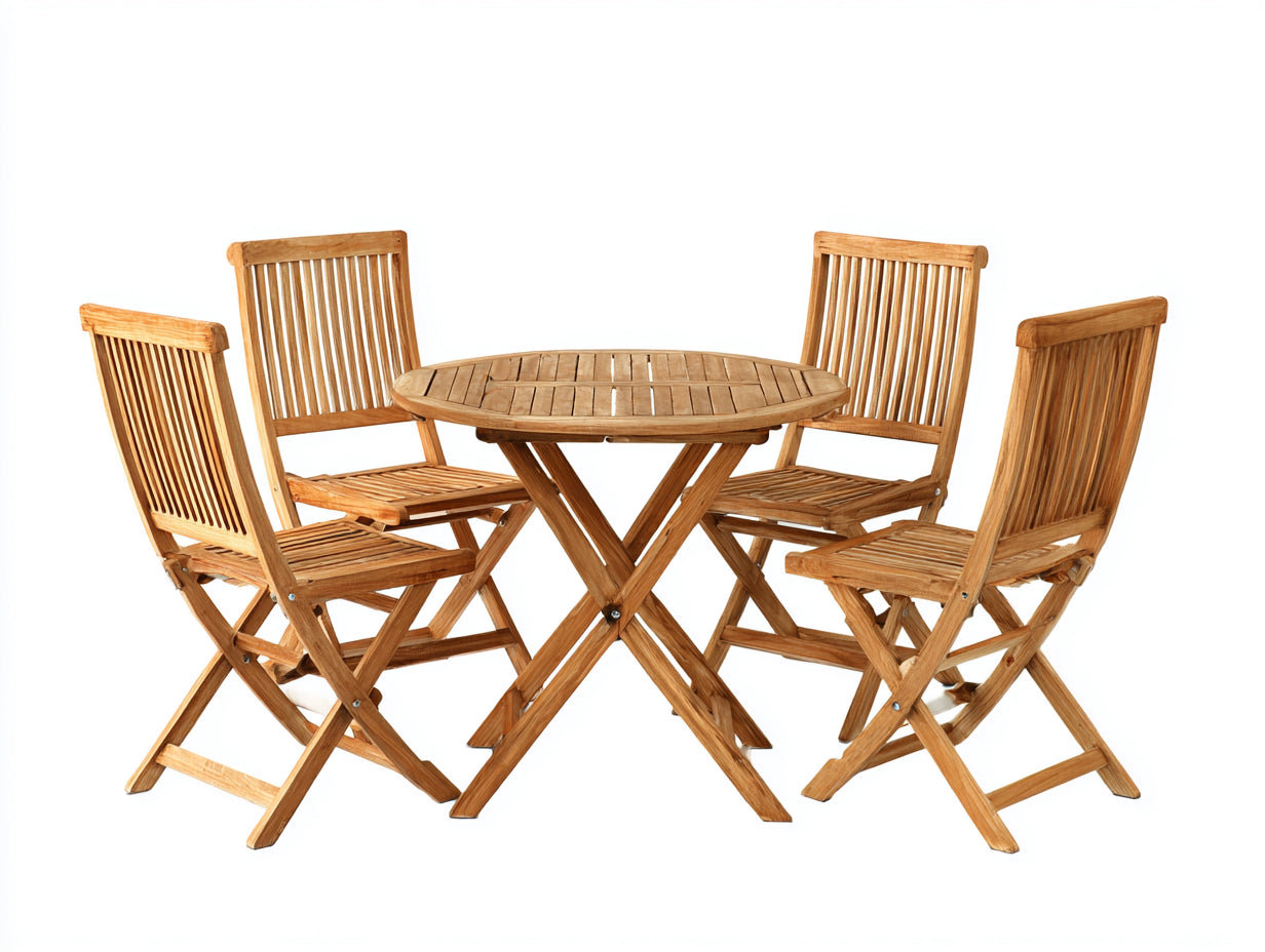 Set da pranzo da esterno in legno 108x108x74 cm - marrone miele - adatto per esterno stile rustico pieghevole