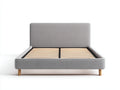 Letto matrimoniale in tessuto imbottito 208x170x100 cm - grigio-legno naturale - per camera da letto stile moderno con rete a doghe