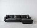 Divano angolare in similpelle nero 260x160x82 cm - per soggiorno - con chaise longue stile moderno