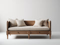 Divano letto in legno 205x92x88 cm - marrone naturale-beige - adatto per camera da letto stile classico con cassetti