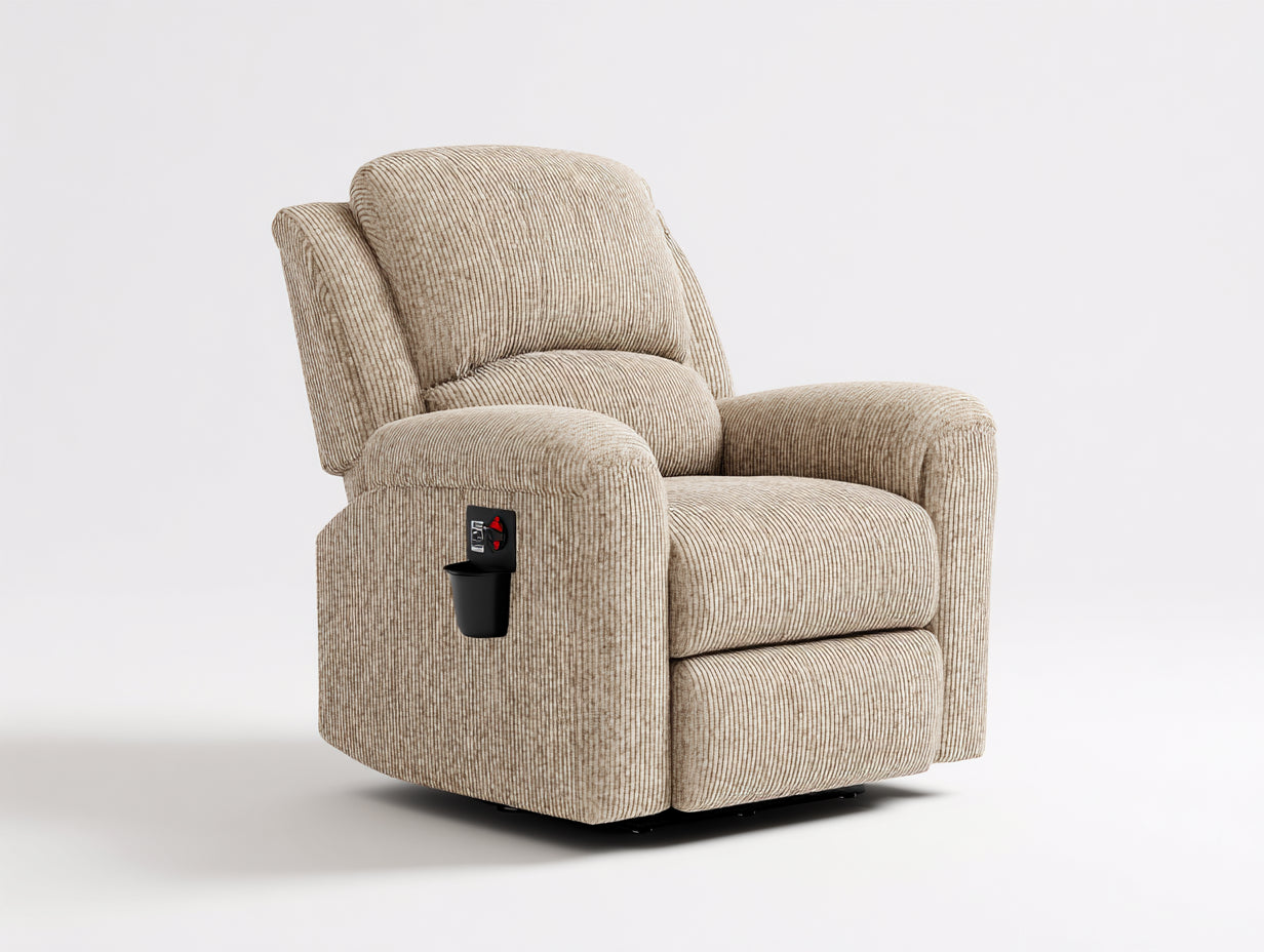 Poltrona reclinabile in tessuto beige 91x88x102 cm per soggiorno - funzione relax elettrica - design moderno
