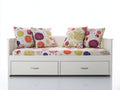 Divano letto in legno 200x95x82 cm - bianco-multicolore - adatto per camera da letto stile moderno con cassetti