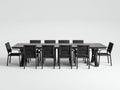 Set da pranzo da esterno in metallo 220x90x75 cm - grigio-nero - adatto per esterno stile moderno