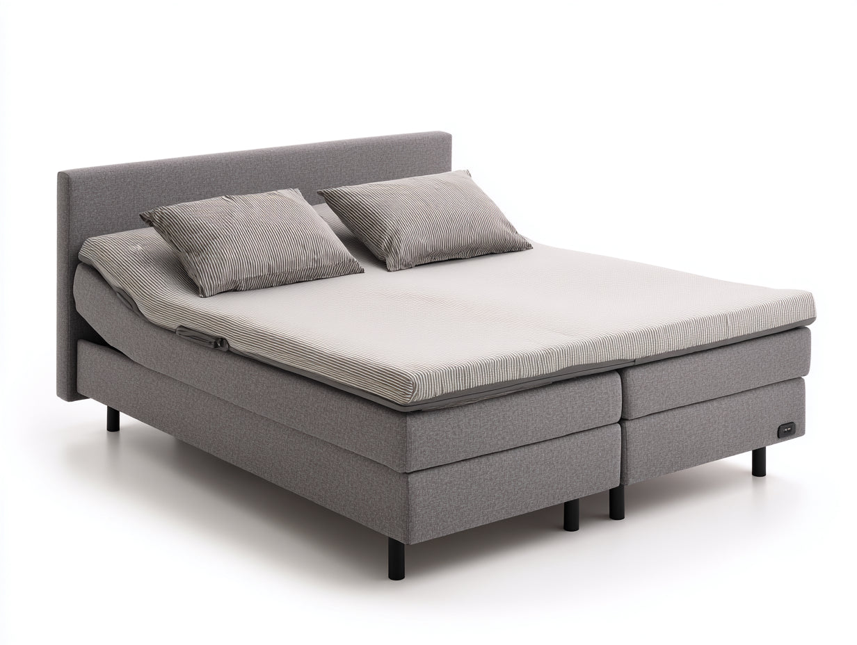Letto matrimoniale in tessuto imbottito 210x180x105 cm - grigio - per camera da letto stile moderno con base regolabile