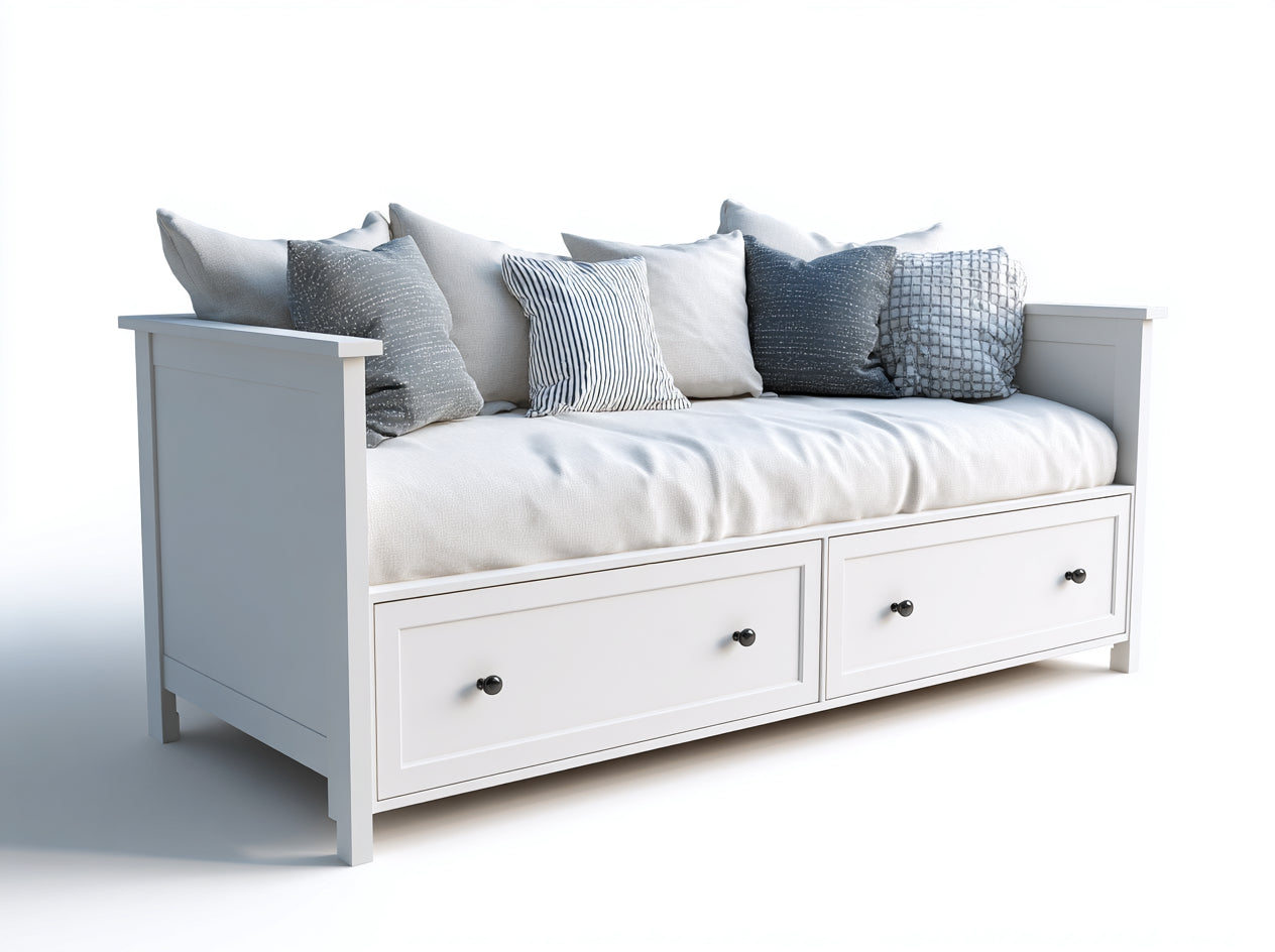 Divano letto in legno 205x96x83 cm - bianco - adatto per camera da letto stile moderno con cassetti