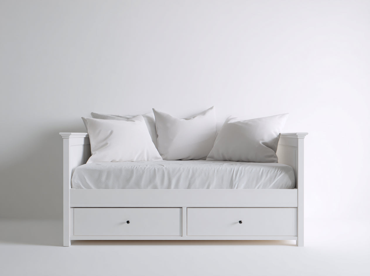 Divano letto in legno 198x92x82 cm - bianco - adatto per camera da letto stile moderno con cassetti