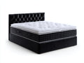 Letto matrimoniale in ecopelle imbottita 210x170x110 cm - nero-bianco - per camera da letto stile moderno