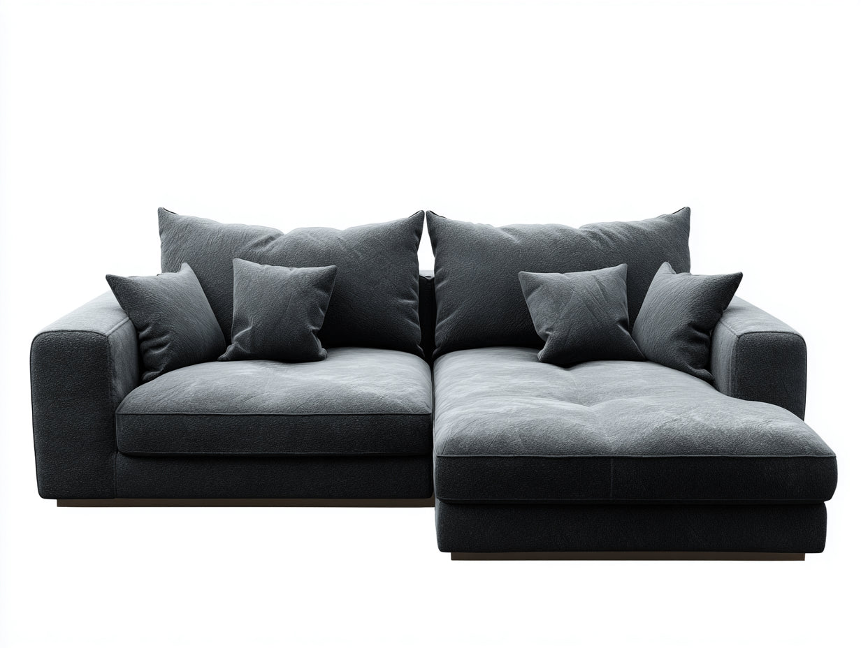 Divano angolare in tessuto imbottito 275x168x80 cm - grigio scuro - per soggiorno stile moderno con chaise longue