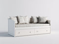Divano letto in legno bianco 200x90x80 cm - per camera da letto - con 2 cassetti stile moderno