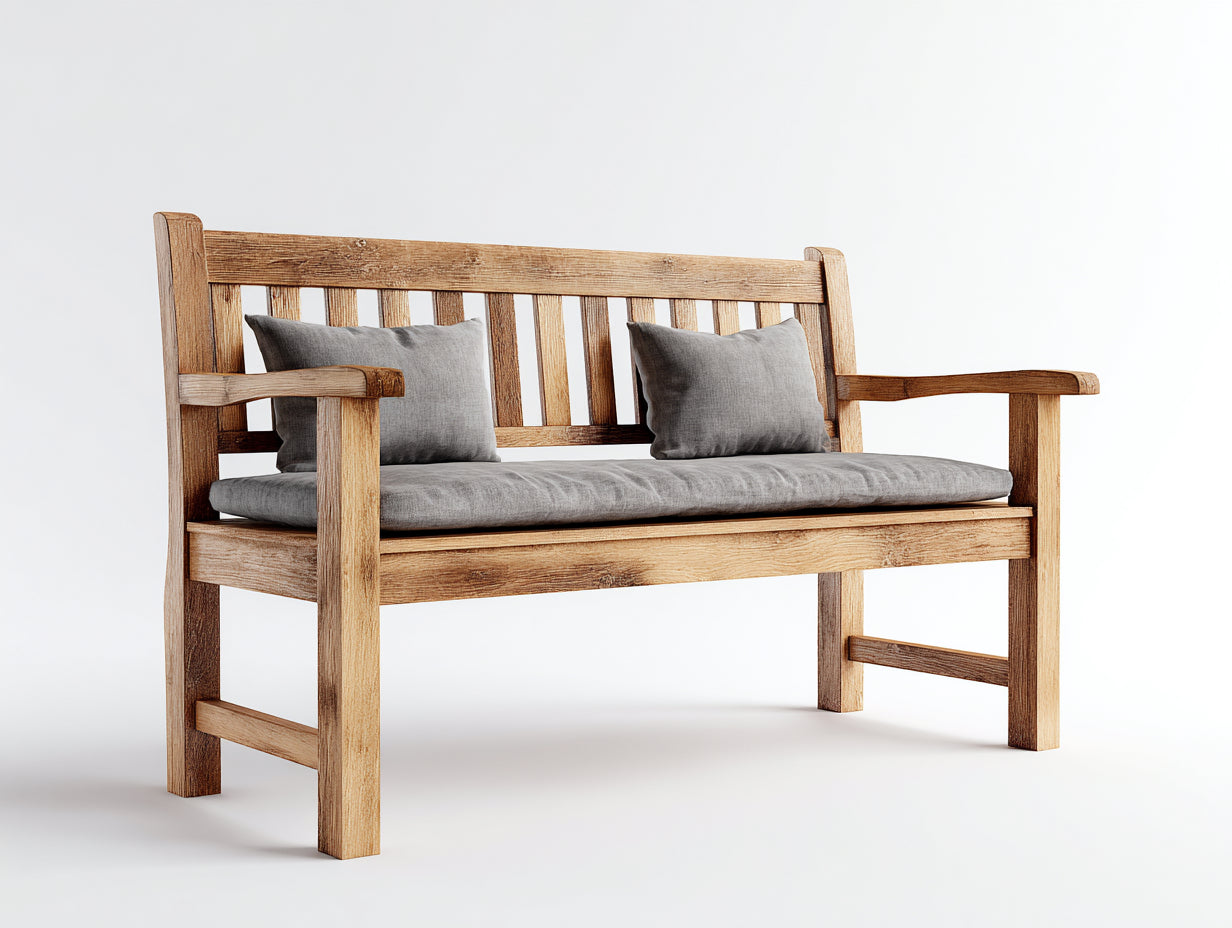 Panche da giardino in legno naturale con cuscino 180x60x88 cm - per esterni - stile classico