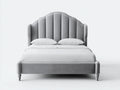 Letto matrimoniale in velluto imbottito 210x170x118 cm - grigio-bianco - per camera da letto stile classico