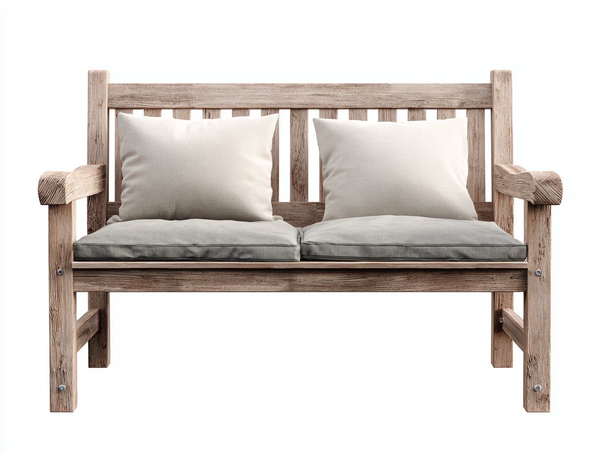 Panche da giardino in legno grigio con cuscini 160x60x86 cm - per esterni - stile classico