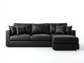 Divano angolare in similpelle nero 265x165x82 cm - per soggiorno - con chaise longue stile moderno