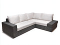 Divano angolare in tessuto imbottito 278x170x78 cm - grigio scuro-beige chiaro - per soggiorno stile moderno con chaise longue
