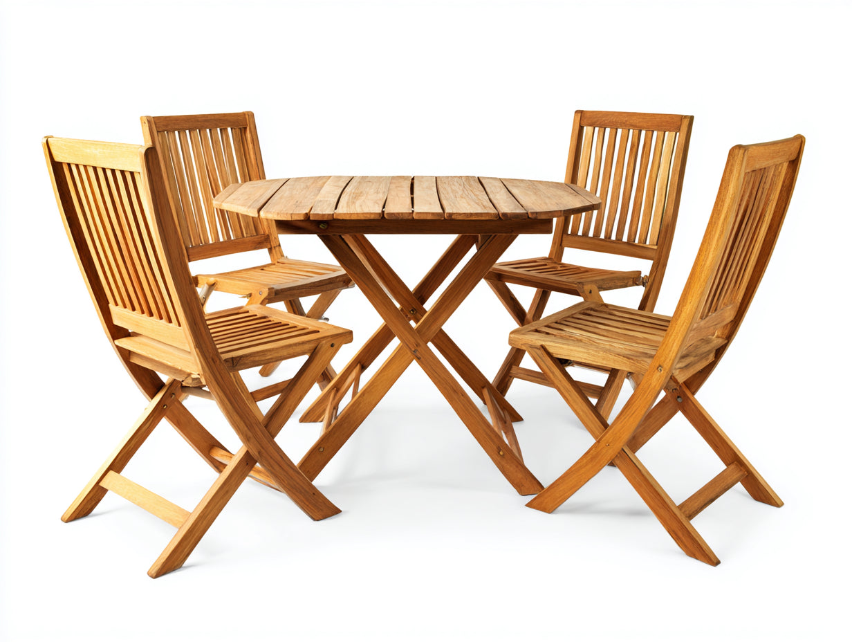 Set da pranzo da esterno in legno 110x110x74 cm - marrone miele - adatto per esterno stile rustico pieghevole
