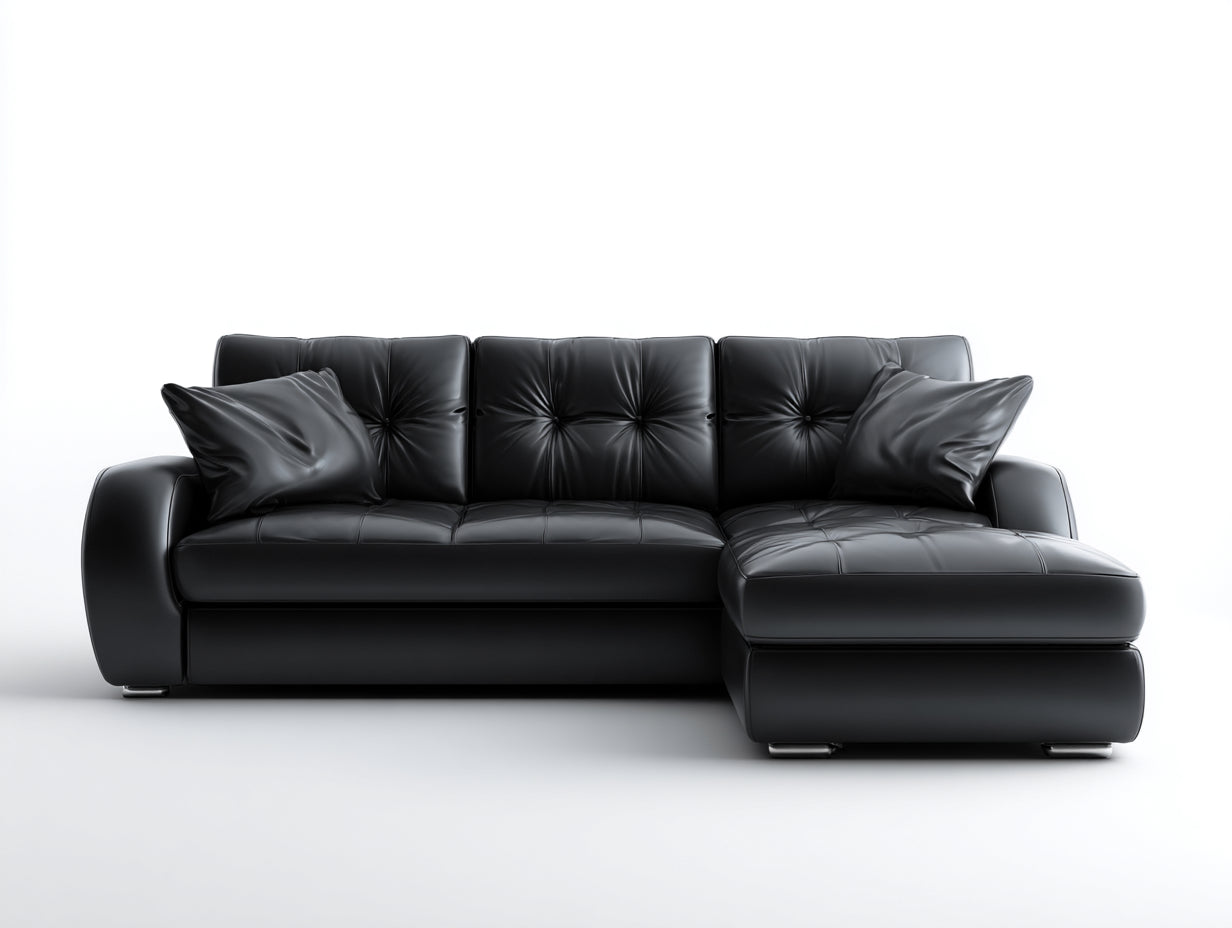 Divano angolare in ecopelle 272x162x80 cm - nero - per soggiorno stile moderno con chaise longue