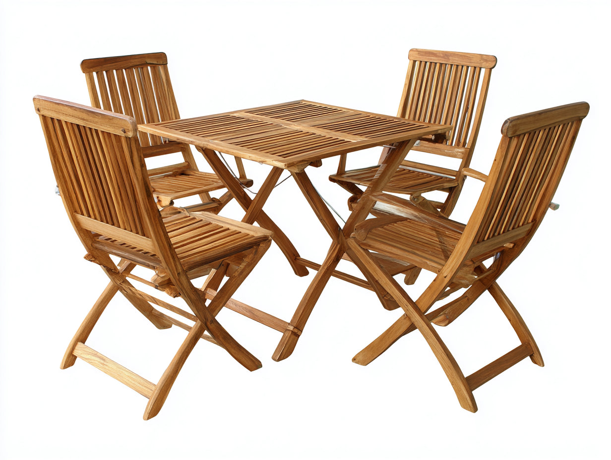 Set da pranzo da esterno in legno 90x90x74 cm - marrone miele - adatto per esterno stile rustico pieghevole