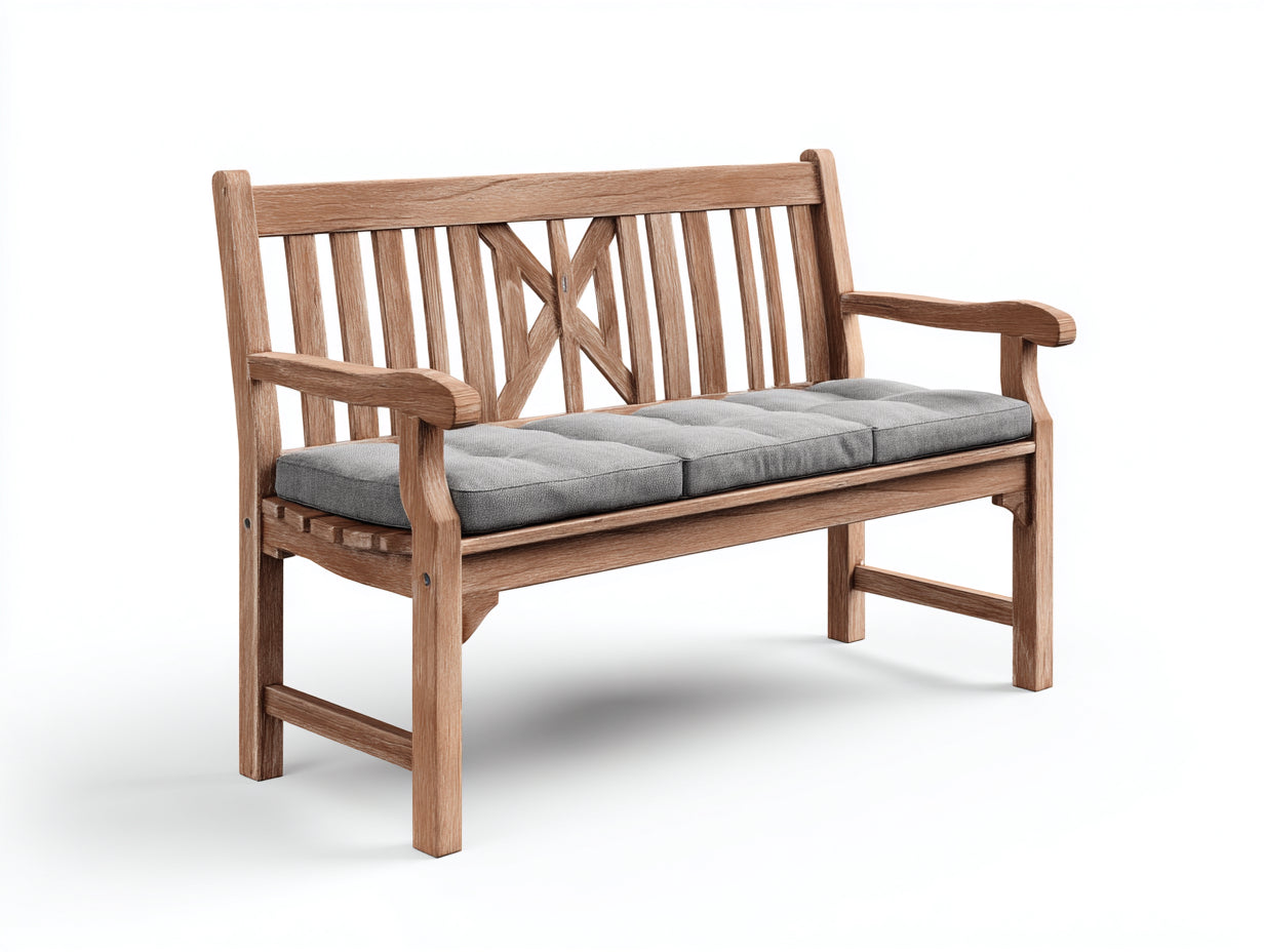 Panche da giardino in legno naturale con cuscino 170x60x88 cm - per esterni - stile classico