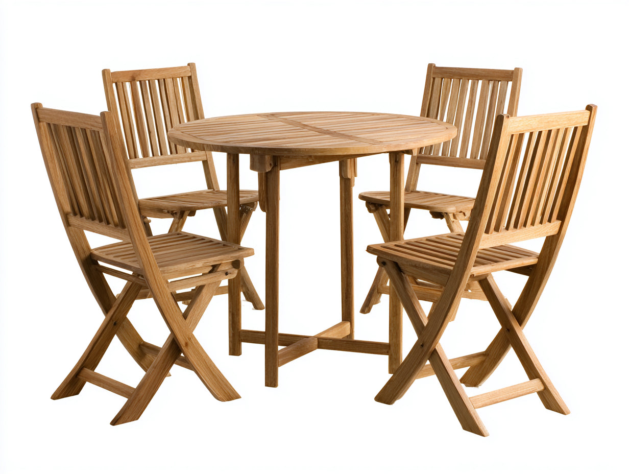 Set da pranzo da esterno in legno 110x110x75 cm - colore legno naturale - per esterni stile classico