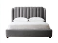 Letto matrimoniale imbottito grigio-bianco-nero 210x170x115 cm - per camera da letto - con testiera scanalata stile moderno