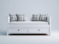 Divano letto in legno bianco 200x90x82 cm - per camera da letto - con 2 cassetti stile classico