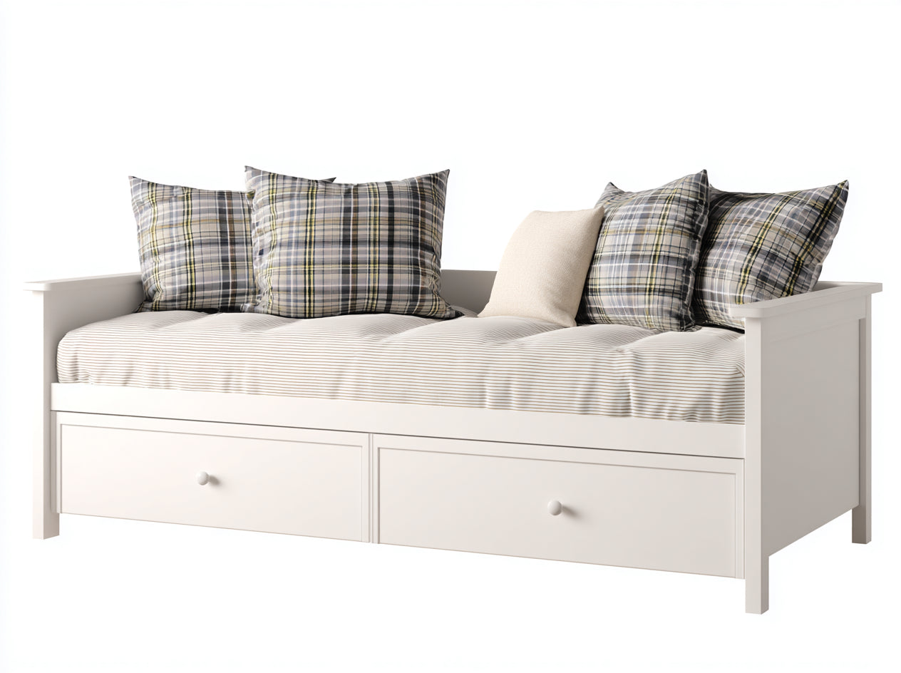 Divano letto in legno 204x96x83 cm - bianco - adatto per camera da letto stile moderno con cassetti
