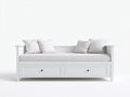Divano letto in legno bianco 200x90x82 cm - per camera da letto - con 2 cassetti stile classico
