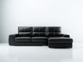 Divano angolare in similpelle nero 260x160x82 cm - per soggiorno - con chaise longue stile moderno