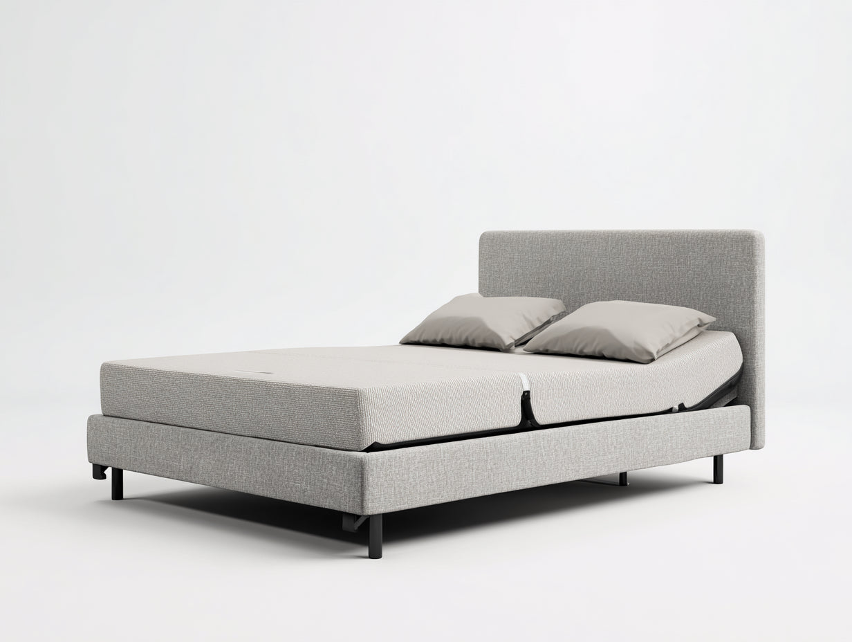 Letto matrimoniale imbottito grigio-nero 210x170x100 cm - per camera da letto - con base regolabile stile moderno