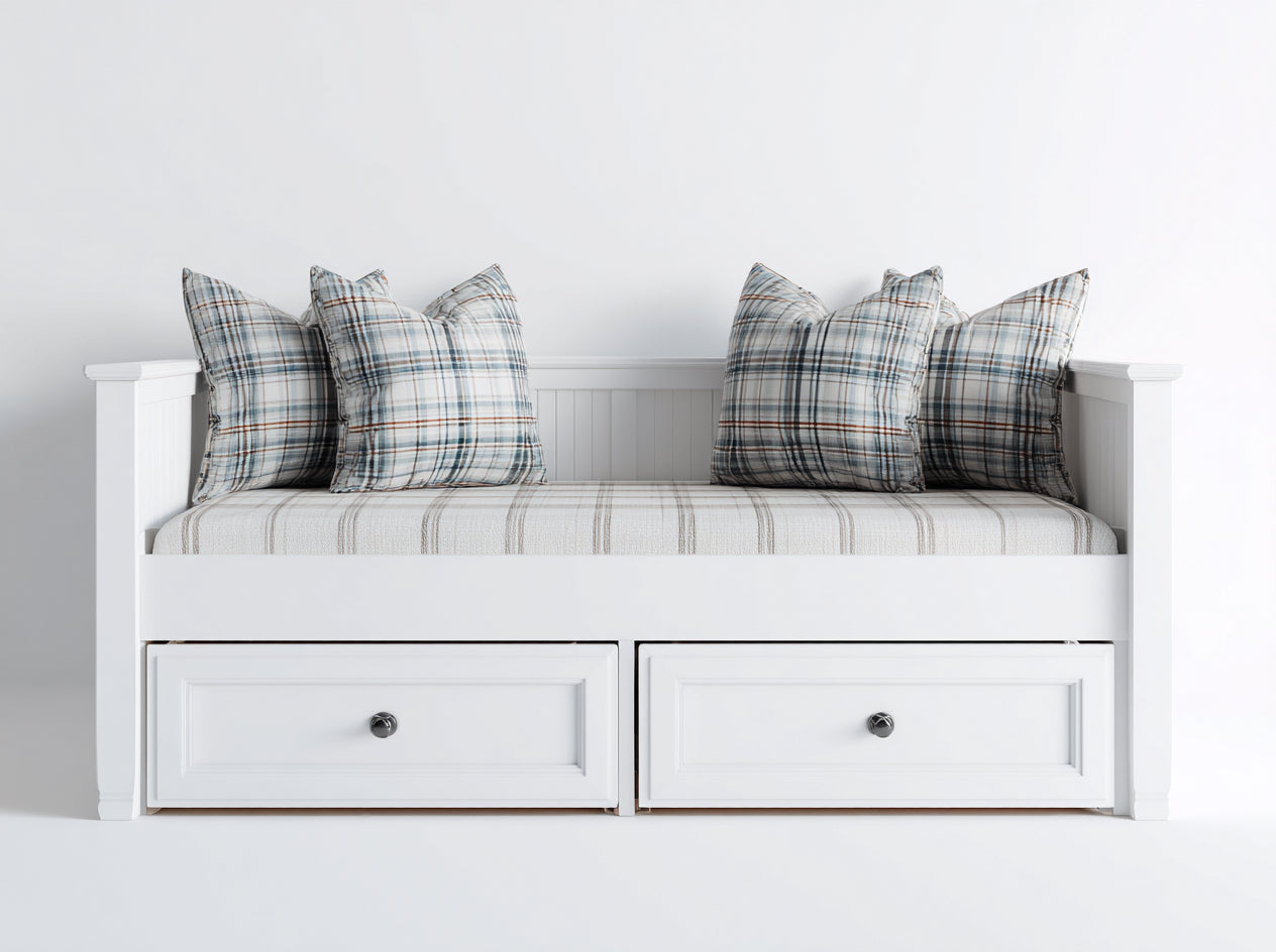 Divano letto in legno 200x94x83 cm - bianco - adatto per camera da letto stile classico con cassetti