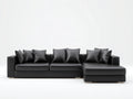 Divano angolare in ecopelle 282x168x78 cm - nero - per soggiorno stile moderno con chaise longue