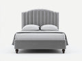 Letto matrimoniale in velluto imbottito 210x170x116 cm - grigio-bianco - per camera da letto stile classico