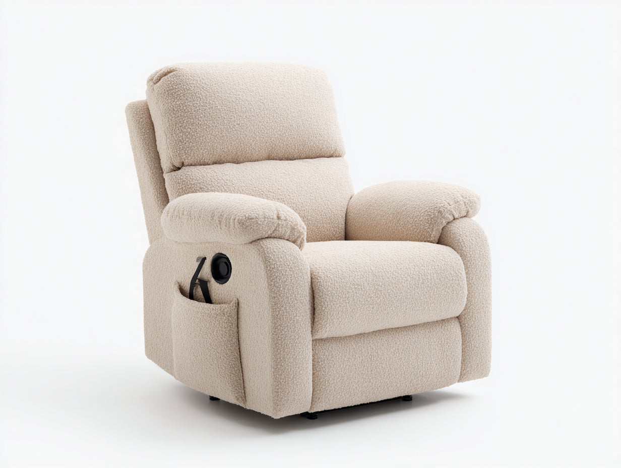 Poltrona reclinabile in tessuto beige chiaro 90x88x104 cm per soggiorno - funzione relax manuale - design contemporaneo