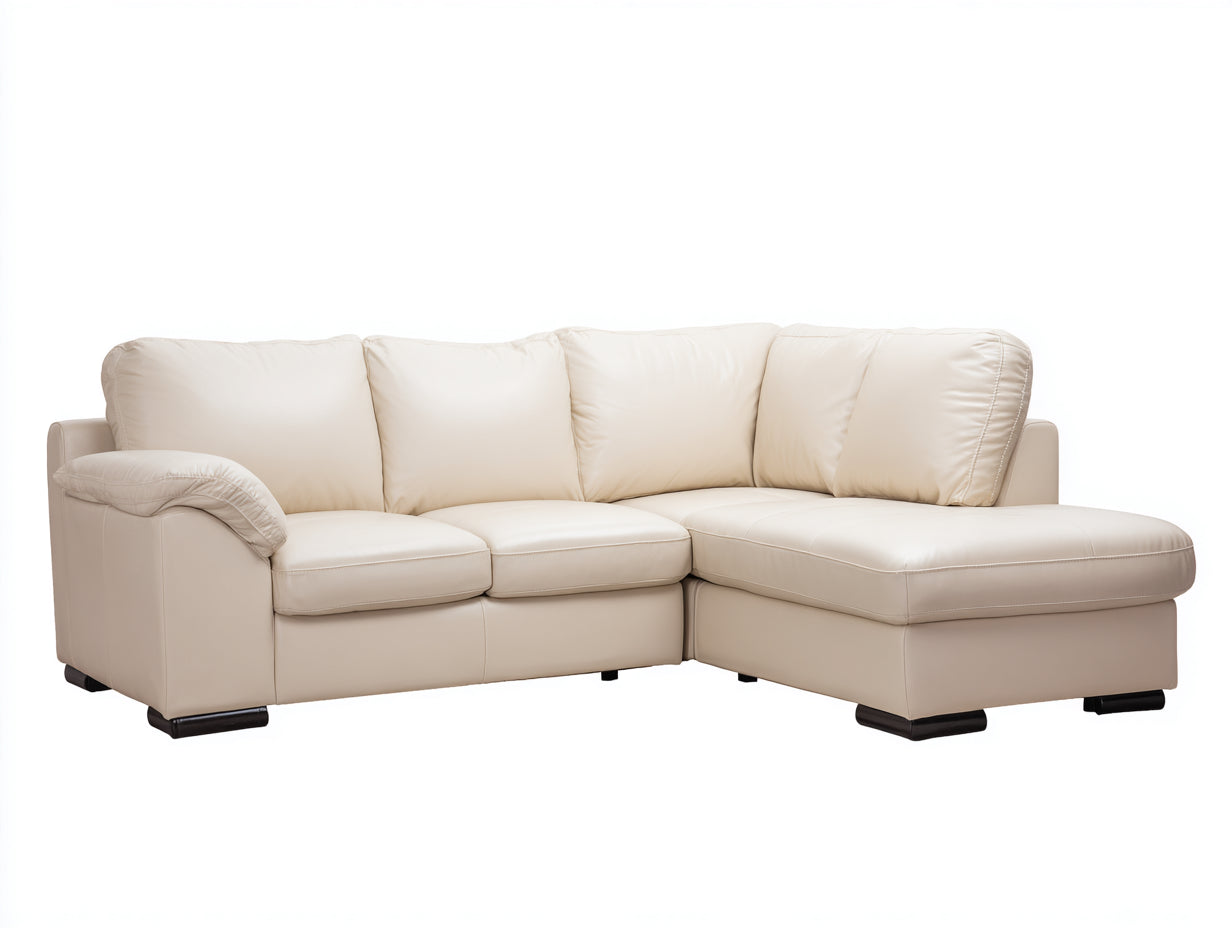 Divano angolare in similpelle 290x175x86 cm crema per soggiorno - design moderno imbottito