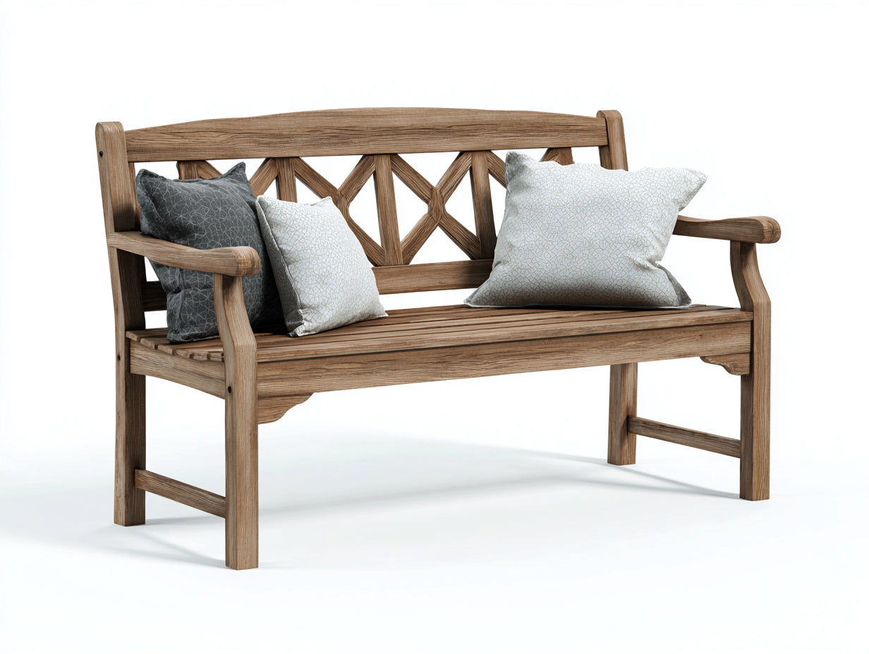 Panche da giardino in legno 158x56x90 cm - marrone chiaro - per esterno stile rustico con braccioli